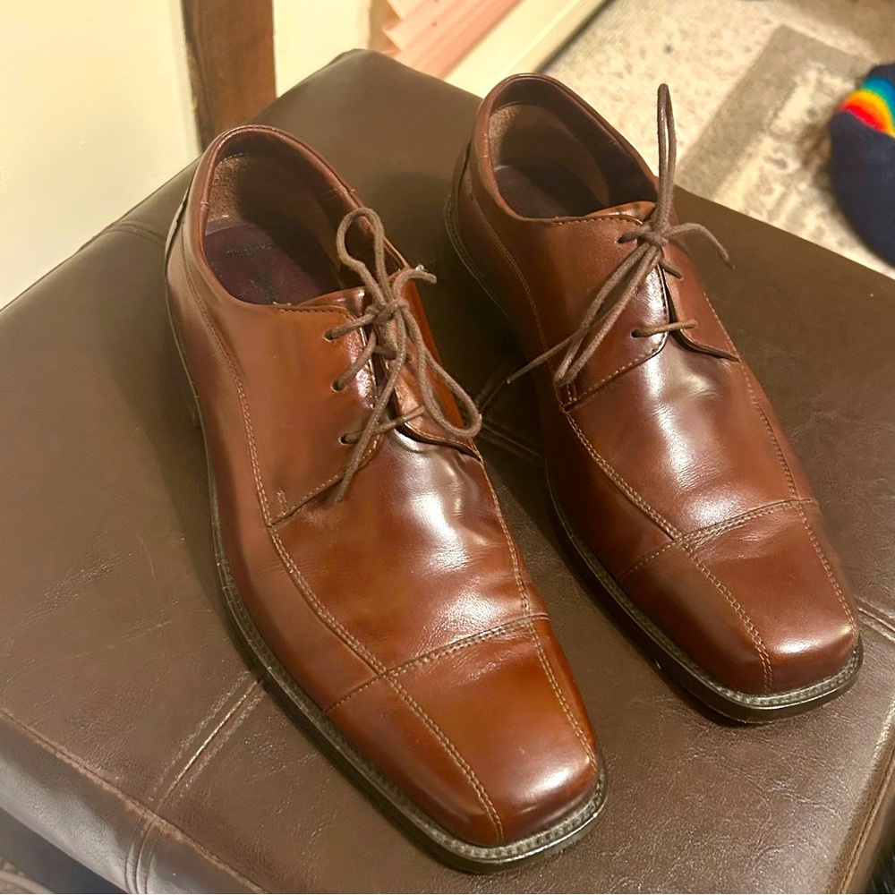 Johnston & Murphy 20-7510 Leather Square Cap Toe Lace Up Oxford Brown Men’s 10.5